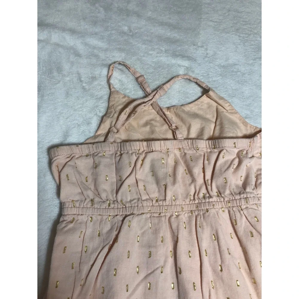 5/$25 Old Navy High Low Dress Small 6-7 Pink Gold Metallic Foil Sleeveless Boho
